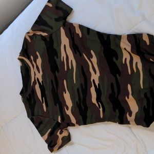 Naked wardrobe new camo high neck stretch bodysuit